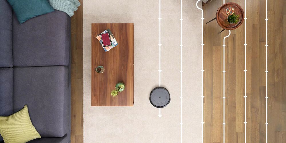 A Roomba following a vertical pattern
